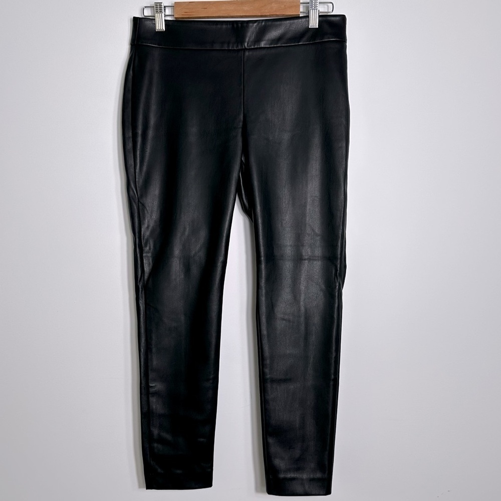Ann Taylor Faux Leather Skinny Pants, Size 8 Petite, Black